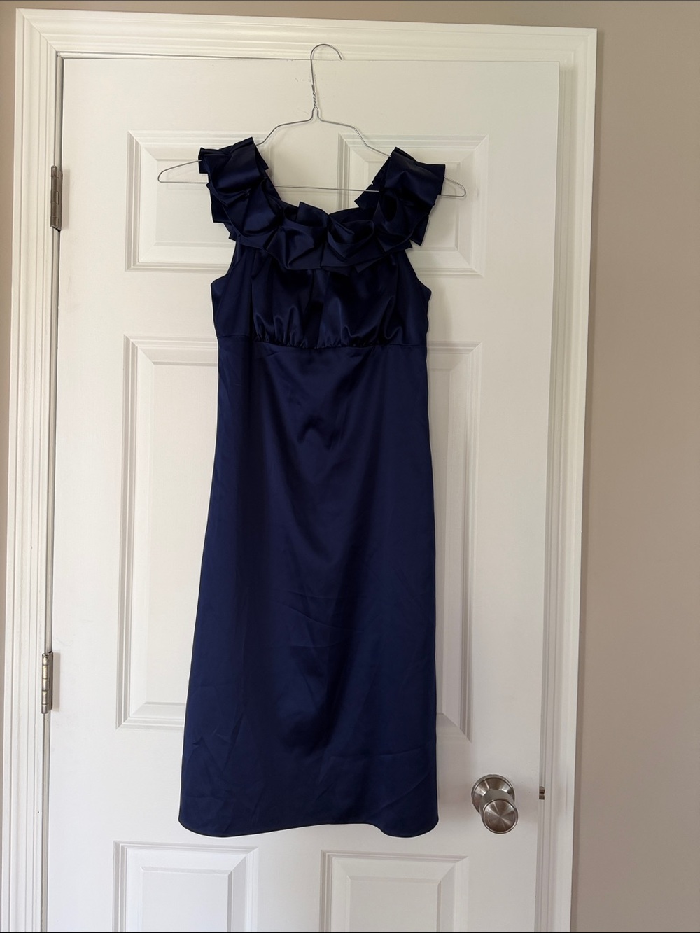 The Limited Navy Blue Ruffle Neck Sleeveless Dress